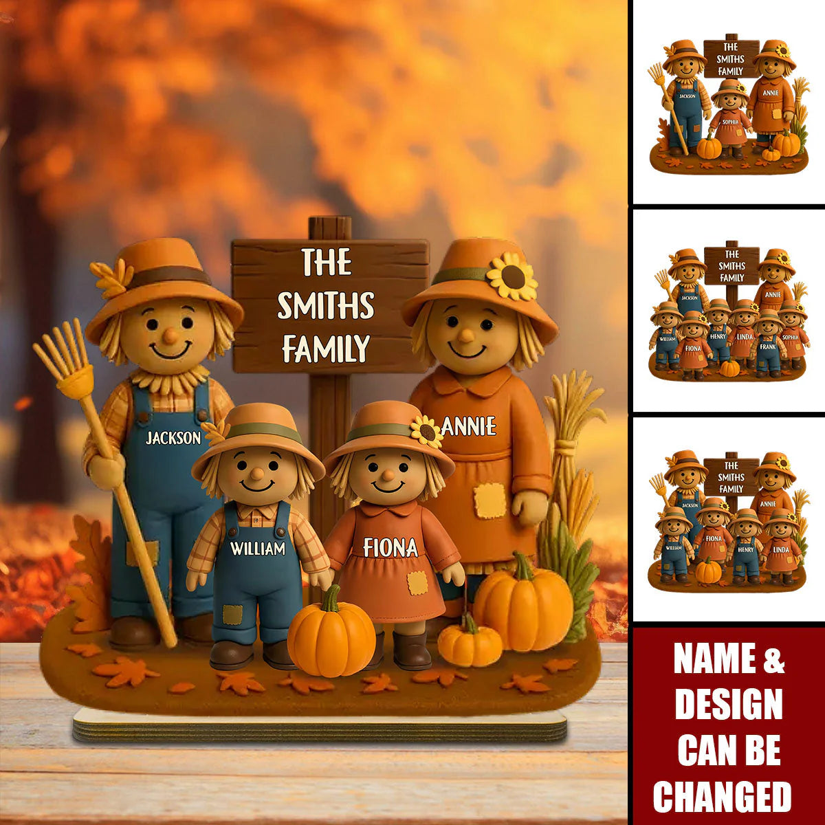 Custom Scarecrow Family Wooden Plaque for Family with personalized design details for meaningful gifting