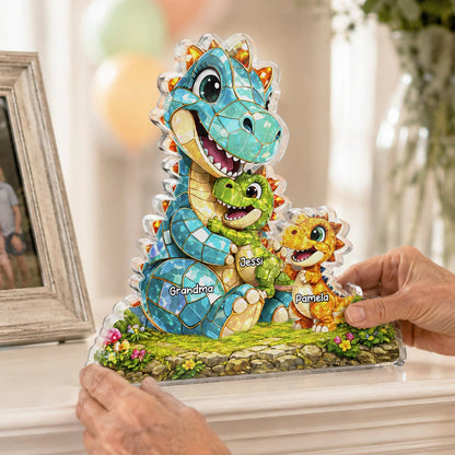 Plaque material and size view - Personalized Dino Family Acrylic Plaque