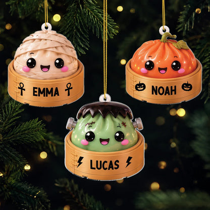 Personalized Halloween Dumpling Acrylic Ornament - Custom Kawaii Spooky Ghost Kids Gift Decor
