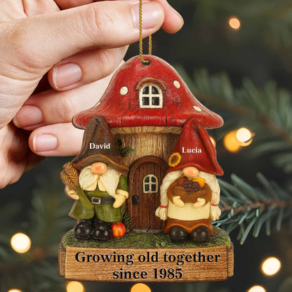 Personalized Gnome Couple Wooden Ornament personalization view for Couples