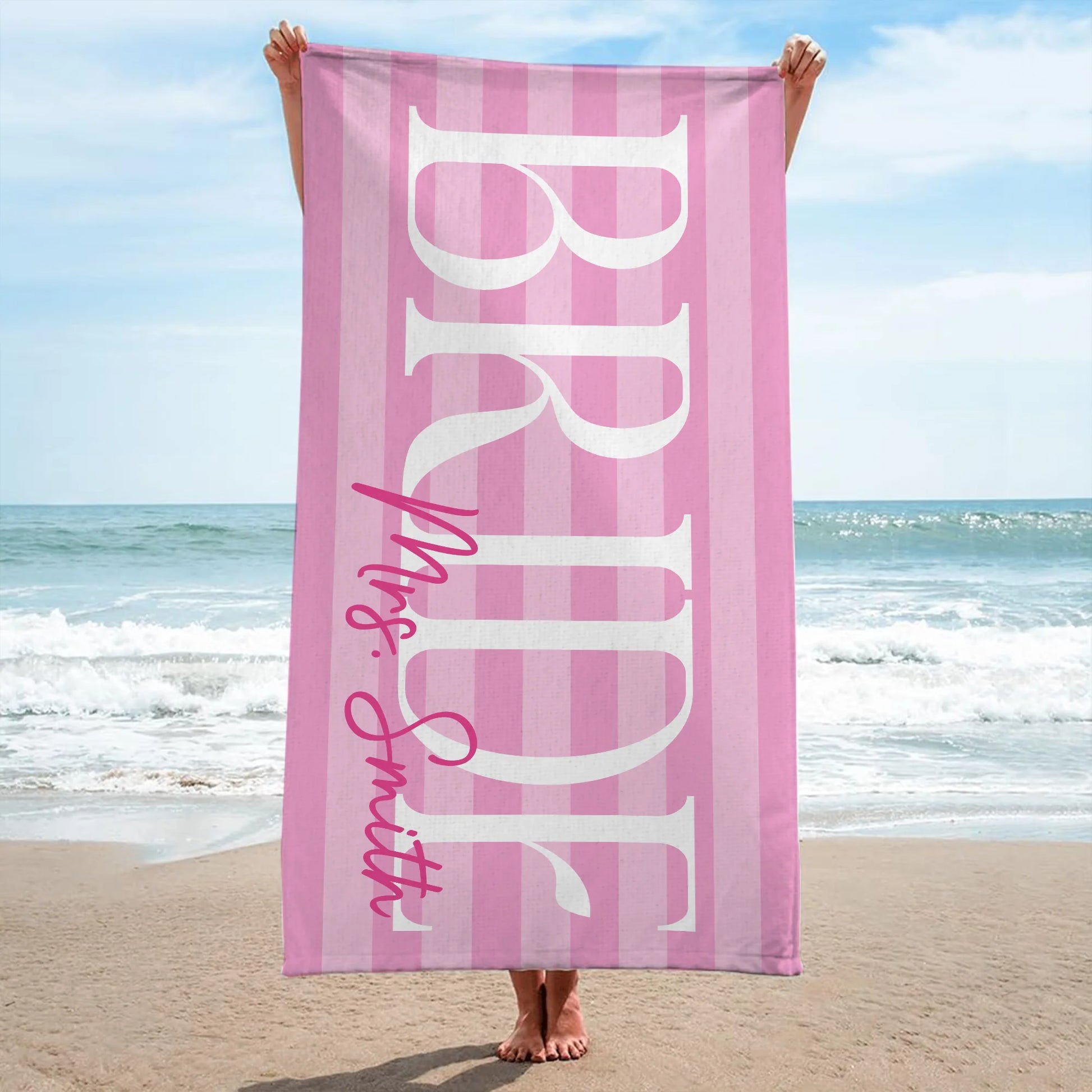 Personalized Wedding Beach Towel personalization view for Couples