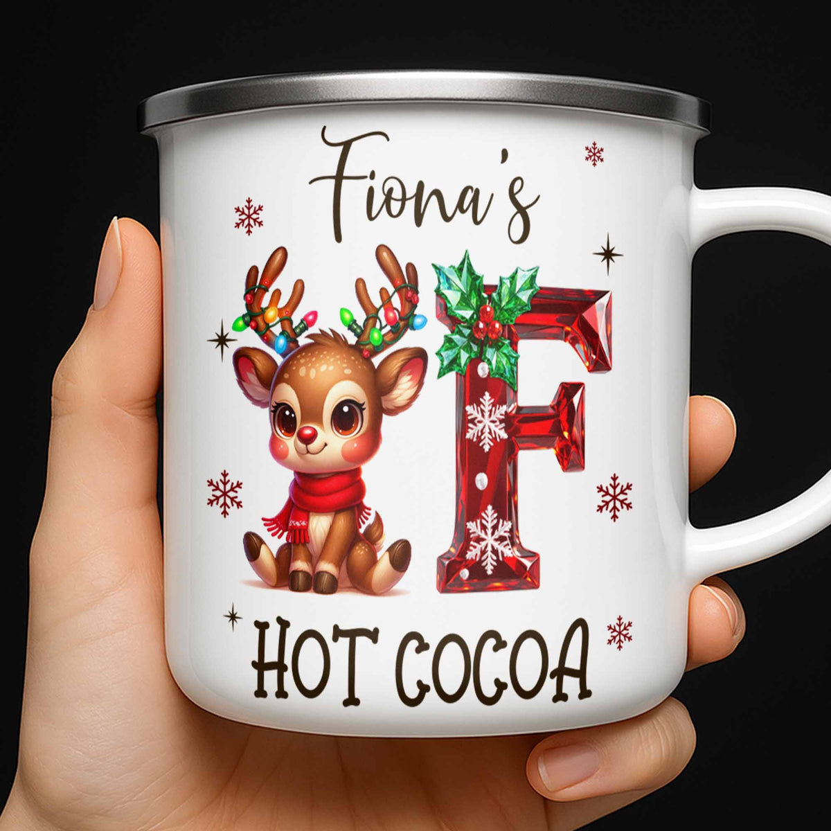 Steaming Hot Cocoa To Warm Your Heart, Reindeer And Candy Cane