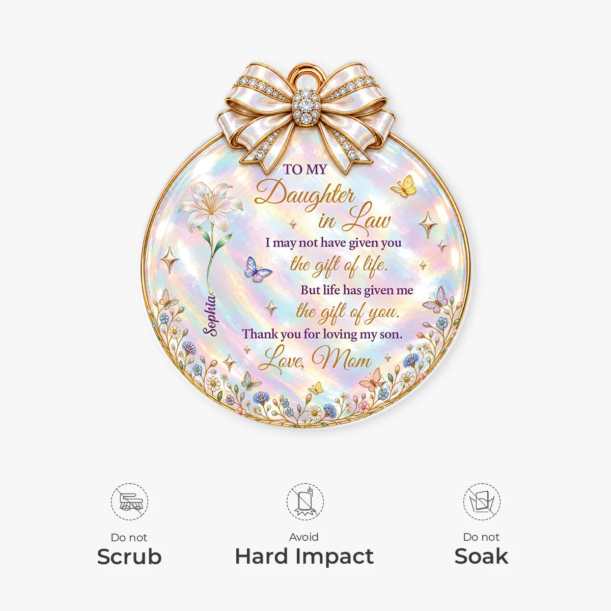 Thank You for Loving My Son Personalized Acrylic Ornament - Birth Flower Keepsake Gift for Daughter in Law