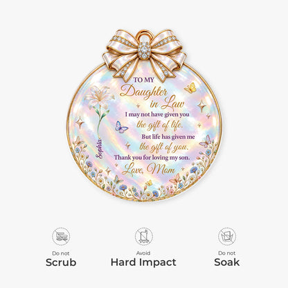 Thank You for Loving My Son Personalized Acrylic Ornament - Birth Flower Keepsake Gift for Daughter in Law