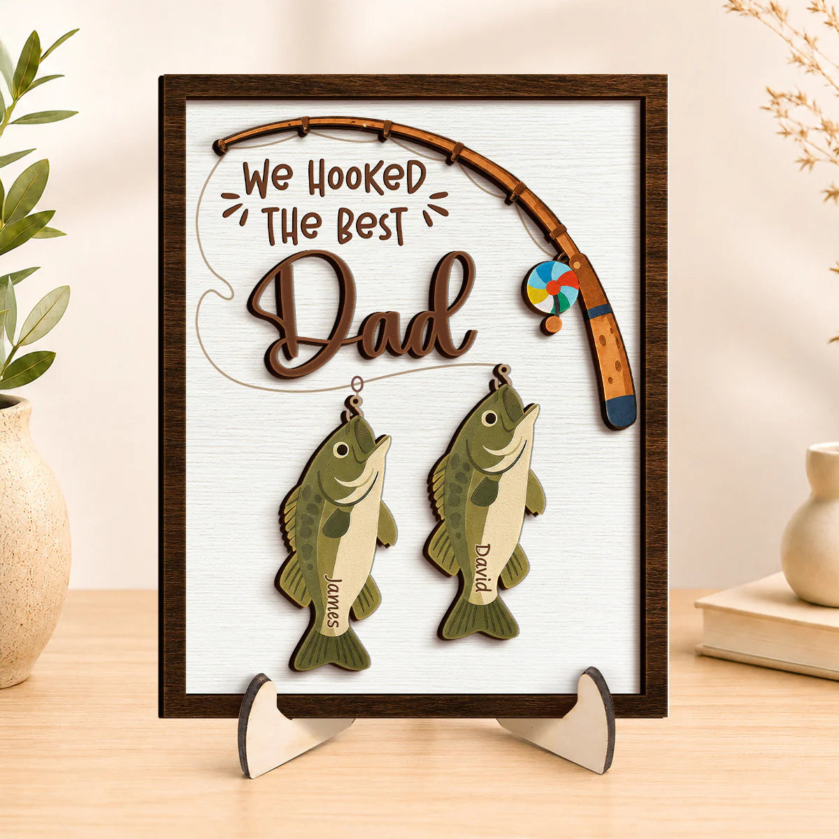 Plaque material and size view - Personalized Fishing Plaque For Dad