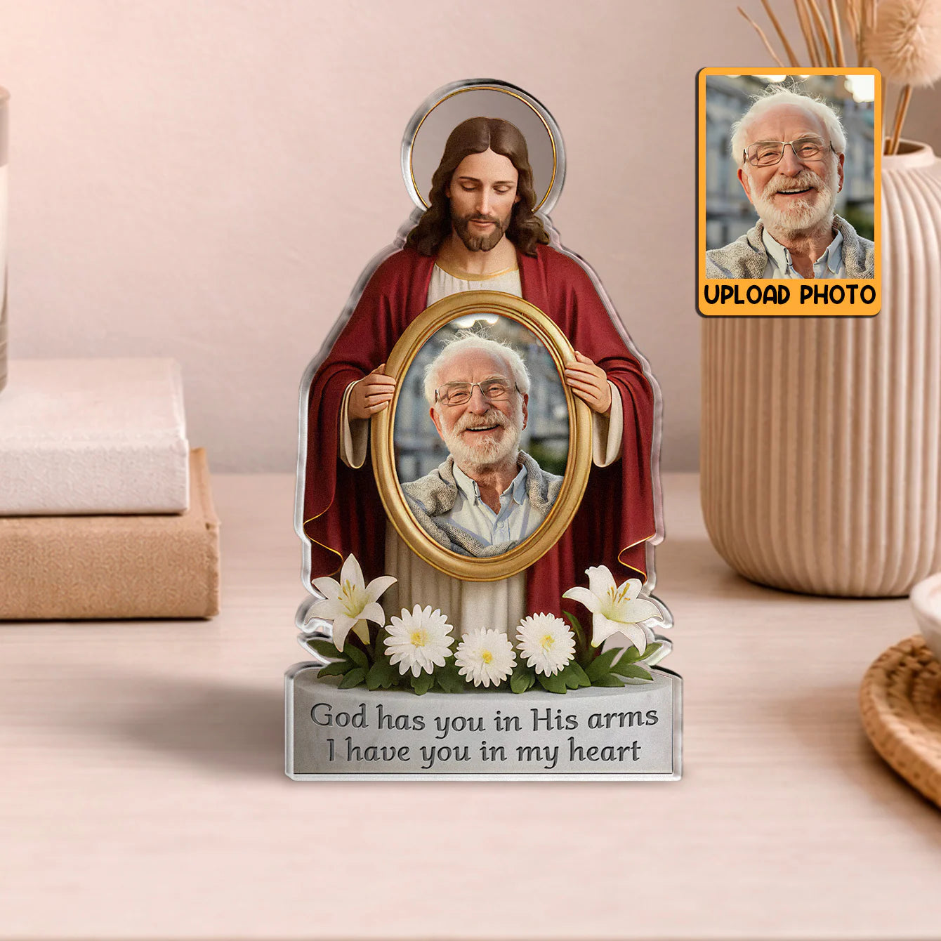 Plaque material and size view - Personalized Jesus Memorial Plaque