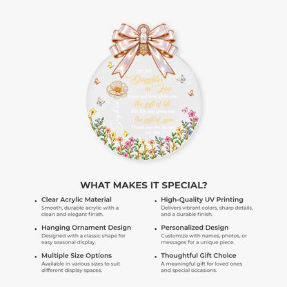 "Gift of You" Custom Daughter in Law Acrylic Ornament - Personalized Floral Keepsake Gift