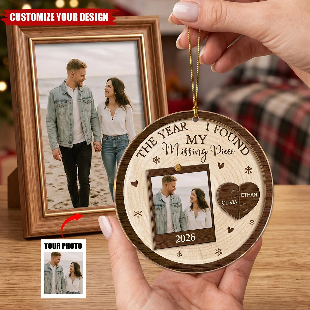 The Year I Found My Missing Piece - Personalized Acrylic Ornament for Couples Christmas