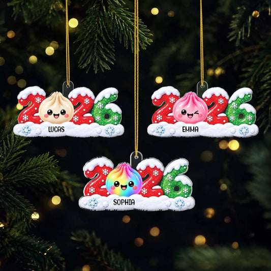 Squishy Dumpling 2026 Personalized Acrylic Ornament - Custom Kids Christmas Keepsake Gift