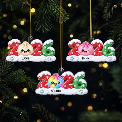 Squishy Dumpling 2026 Personalized Acrylic Ornament - Custom Kids Christmas Keepsake Gift