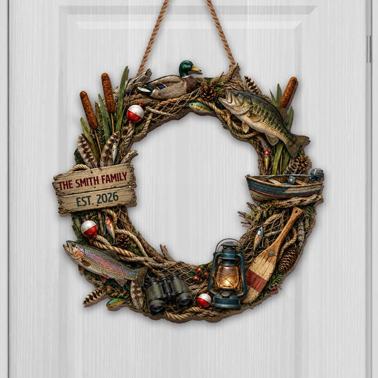 Our Family Fishing Personalized Wood Sign - Custom Lake House Gift for Fishing Lovers