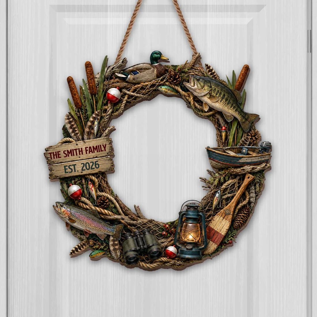 Our Family Fishing Personalized Wood Sign - Custom Lake House Gift for Fishing Lovers