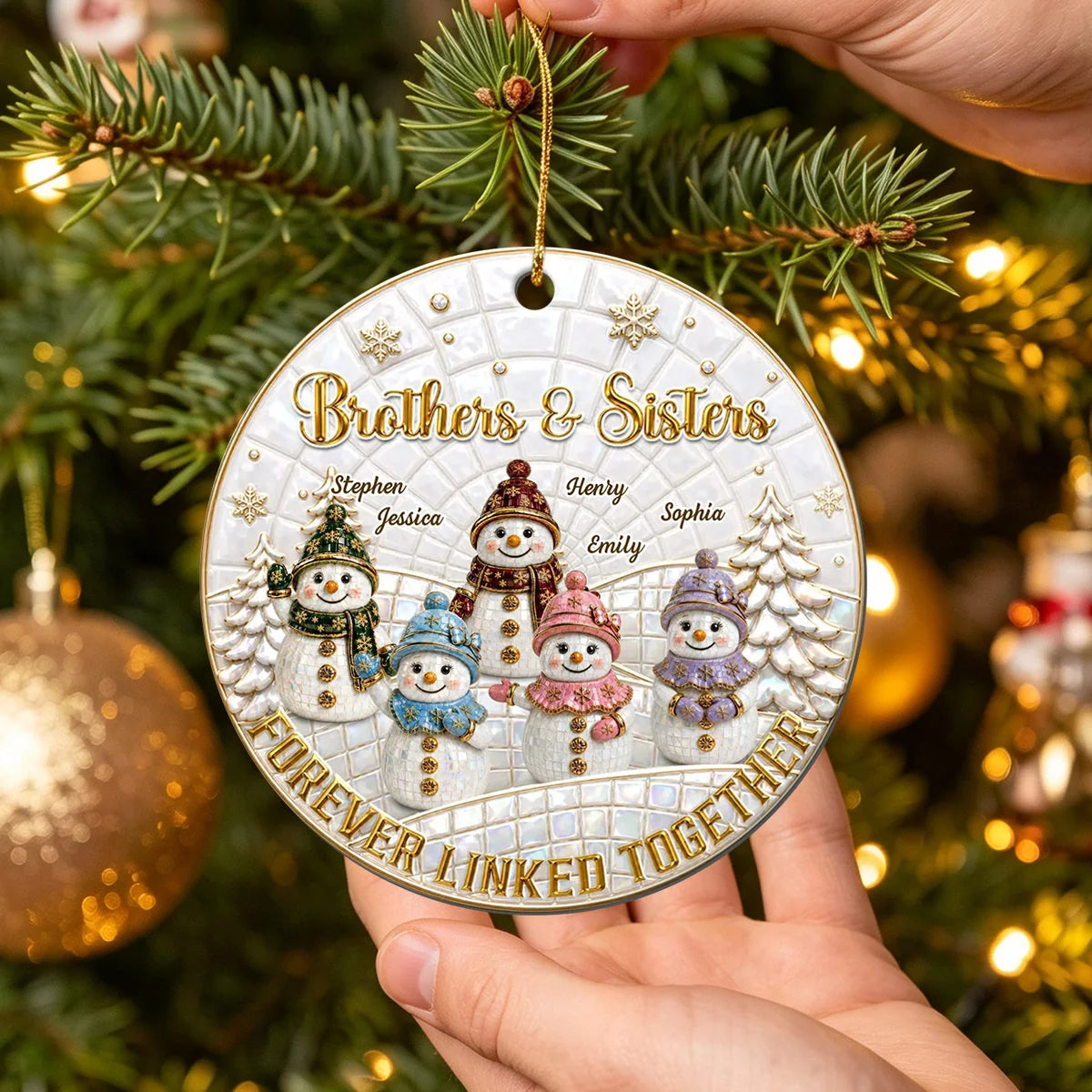 "Forever Linked Together" Personalized Sibling Wooden Ornament - Keepsake Gift for Brothers and Sisters