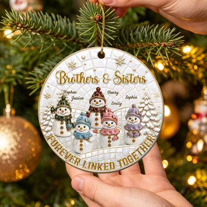 "Forever Linked Together" Personalized Sibling Wooden Ornament - Keepsake Gift for Brothers and Sisters