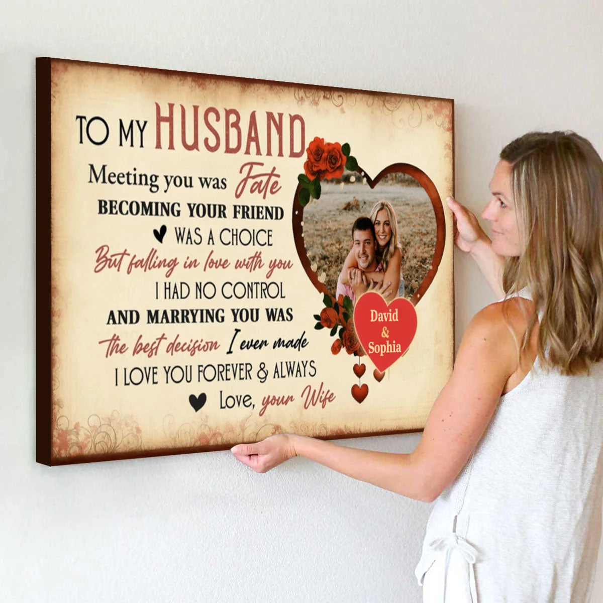 "Meeting You Was Fate" Personalized Romantic Canvas / Poster - Wall Art Gift for Husband or Wife