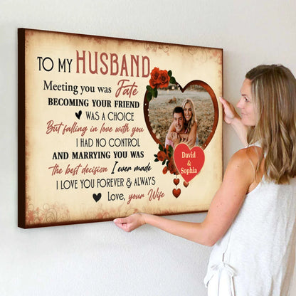 "Meeting You Was Fate" Personalized Romantic Canvas / Poster - Wall Art Gift for Husband or Wife