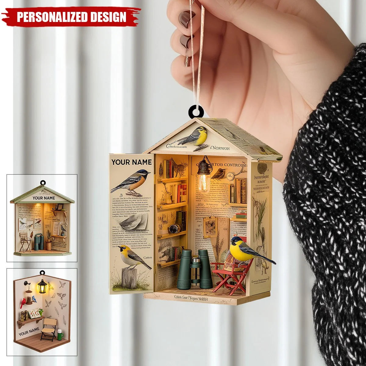 Personalized Birdwatcher Christmas Ornament - Custom Nature Bird Shed Keepsake Gift