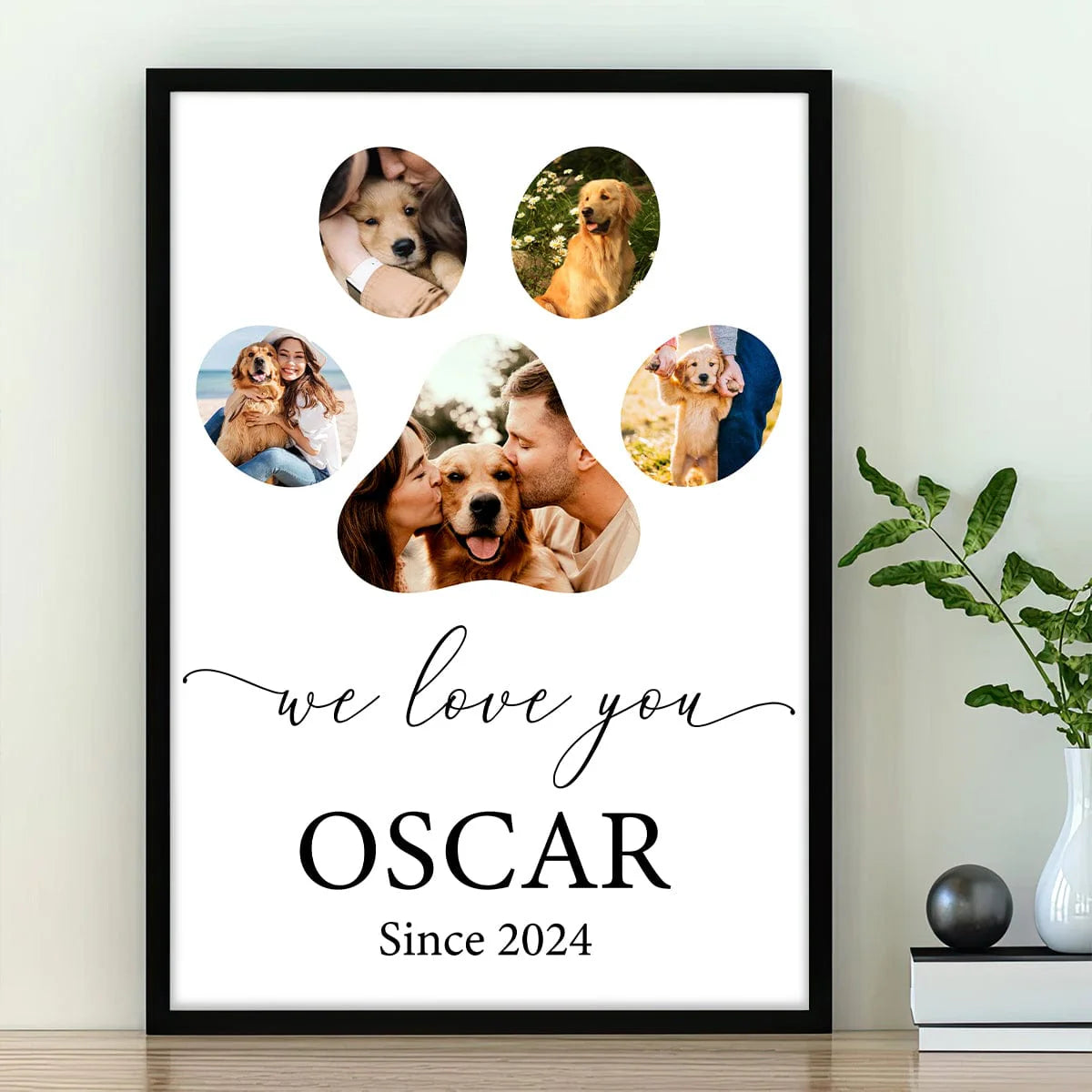 PRINTS10 Custom Photo We Love You Dog Cat Pet Photo Collage Memorial Poster Canvas Picture Frame DM01 891165