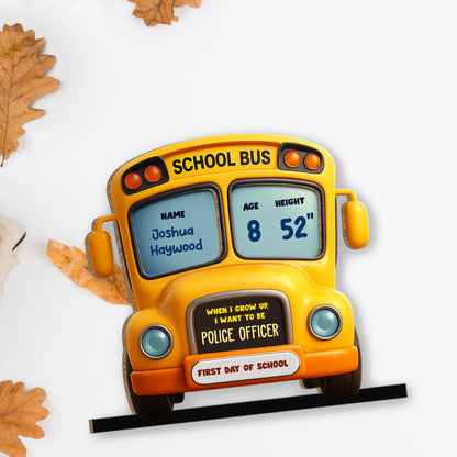 Custom First Day Of School Bus Wood Plaque personalization view for Kids/Babies