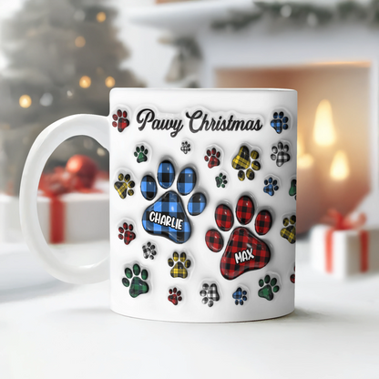 Pawy Christmas Personalized Ceramic Mug for Dog Lovers - Custom Pet Name Holiday Coffee Cup Gift