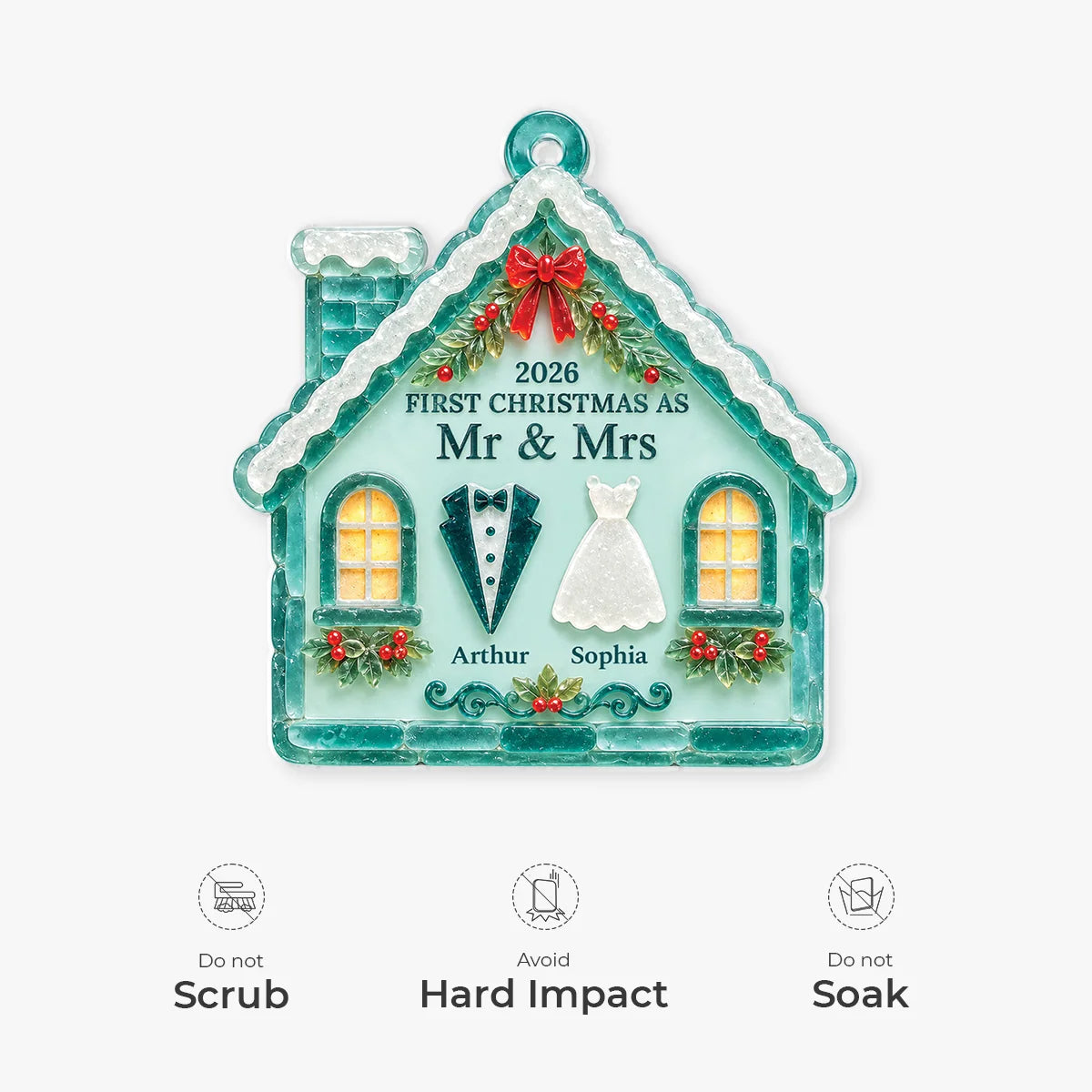 First Christmas As Mr & Mrs Personalized Acrylic Ornament for Couples - Custom Newlywed Wedding Keepsake Tree Decor