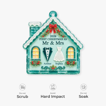 First Christmas As Mr & Mrs Personalized Acrylic Ornament for Couples - Custom Newlywed Wedding Keepsake Tree Decor