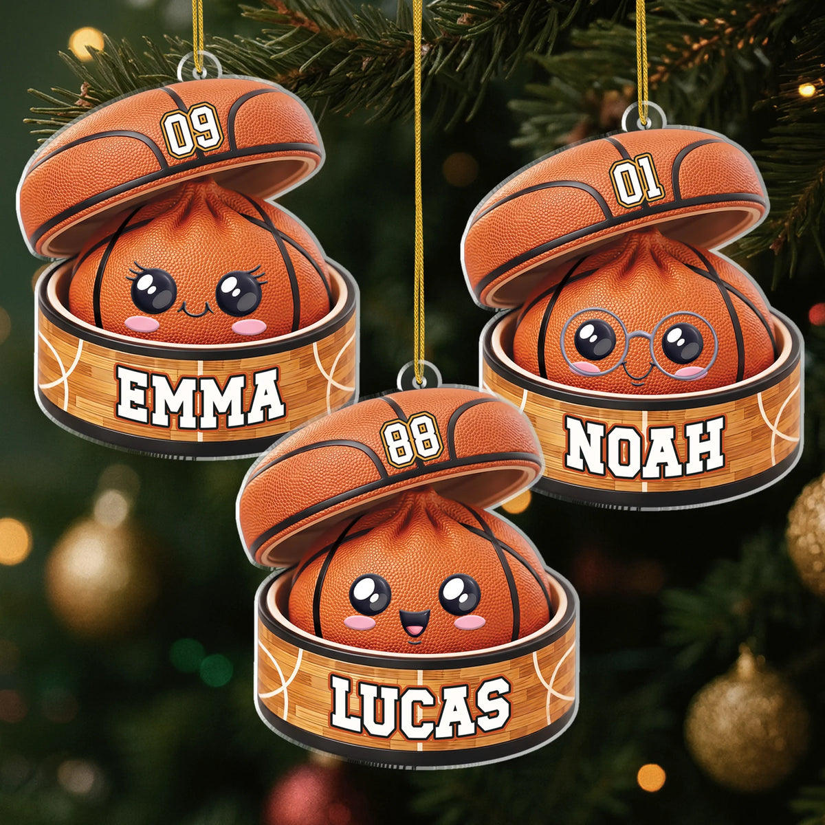 Cute Basketball Dumpling Personalized Acrylic Ornament - Christmas Gift for Basketball Lovers