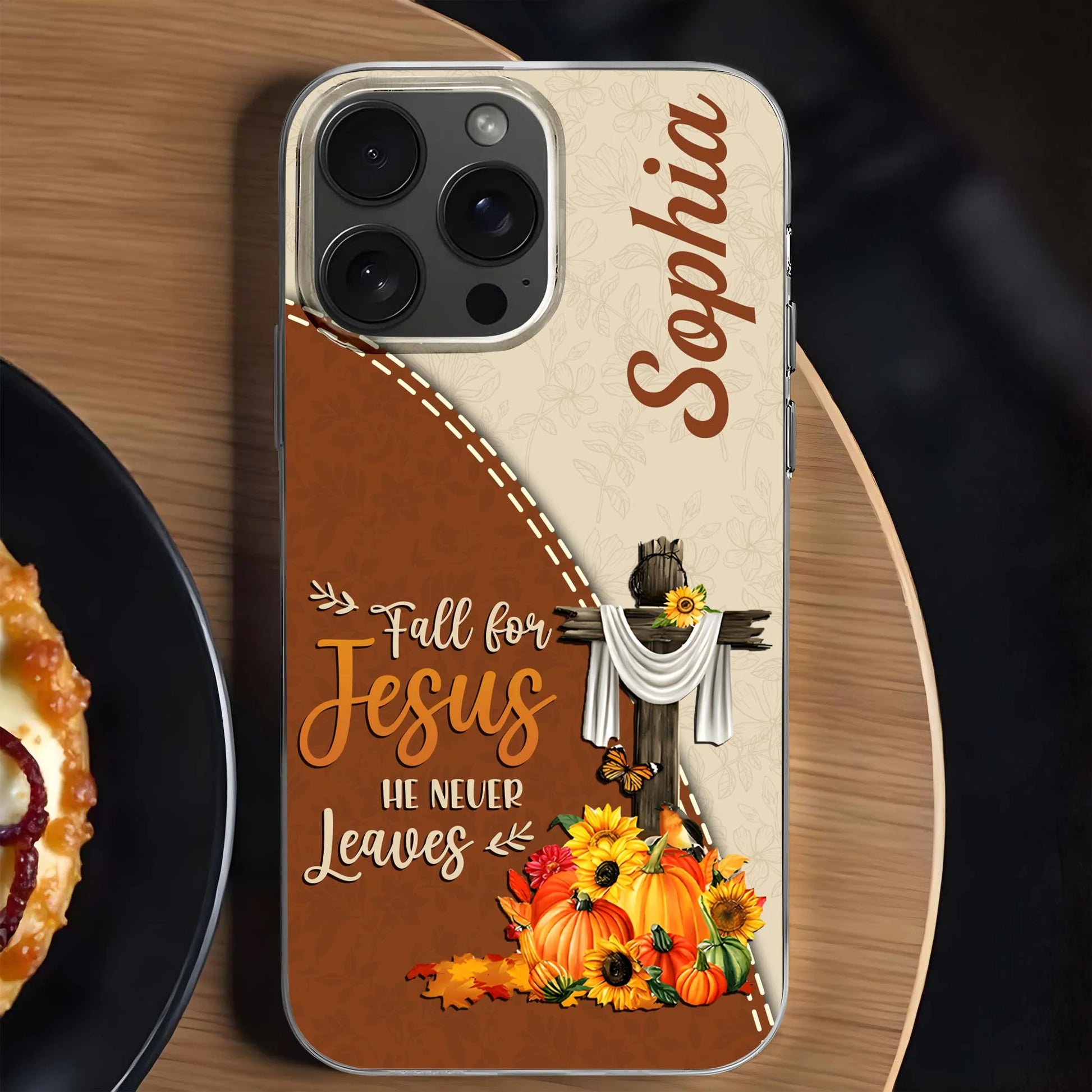 Fall For Jesus He Never Leaves Cross and Pumpkins