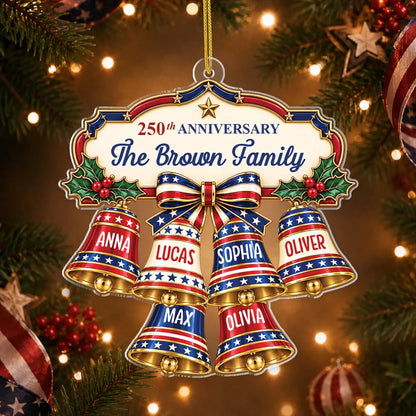 250th Anniversary Custom Names Family Bells Acrylic Ornament - Personalized Christmas Keepsake Gift for Family