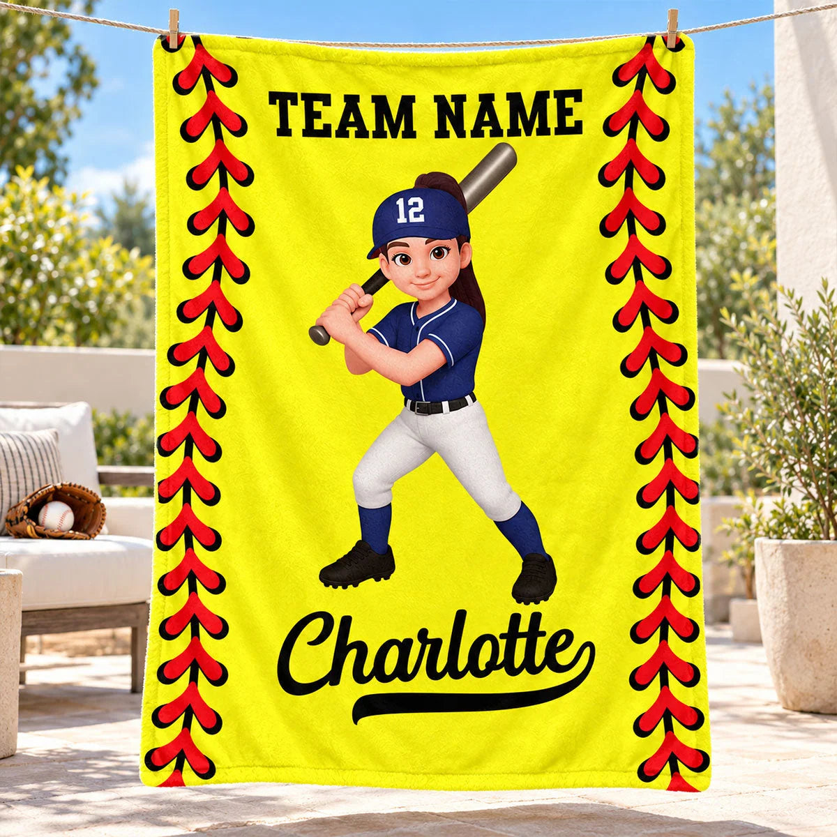Personalized Baseball & Softball Blanket - Custom Player Name & Team Keepsake Gift for Kids