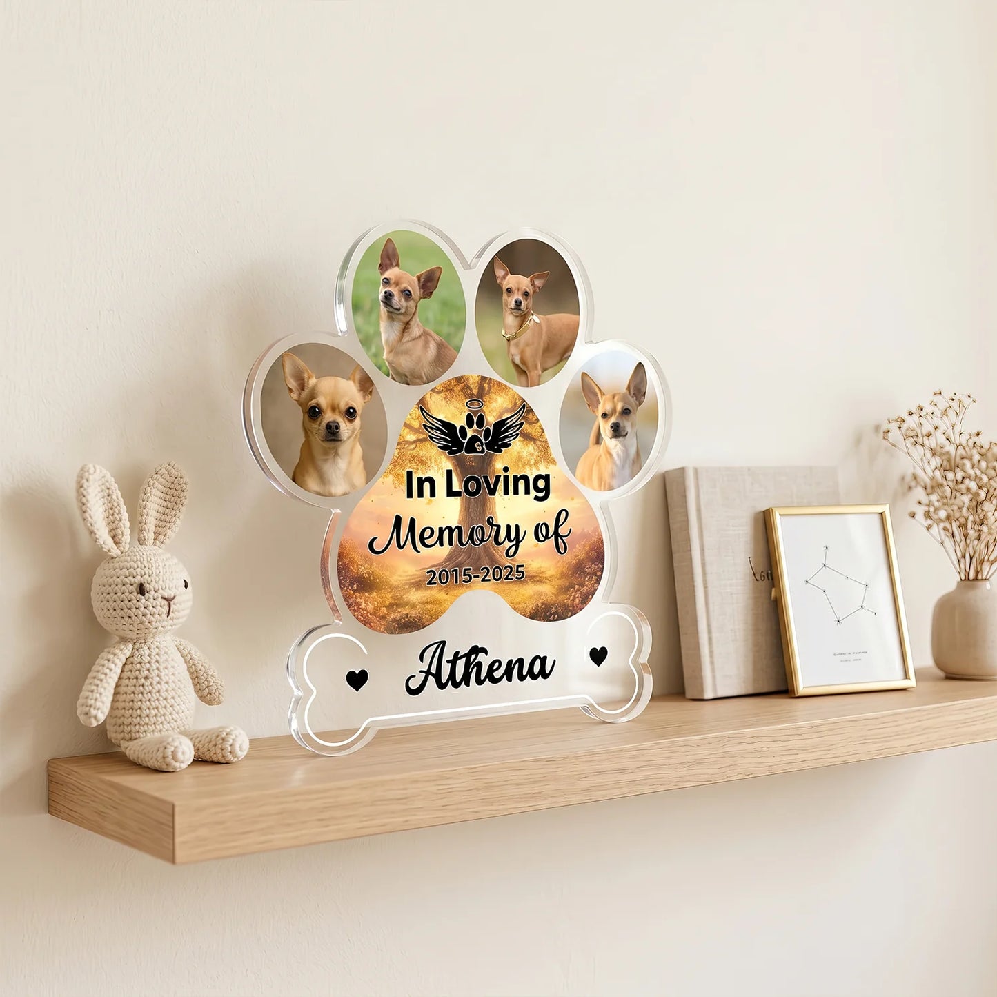 Plaque material and size view - Custom Dog Memorial Gift