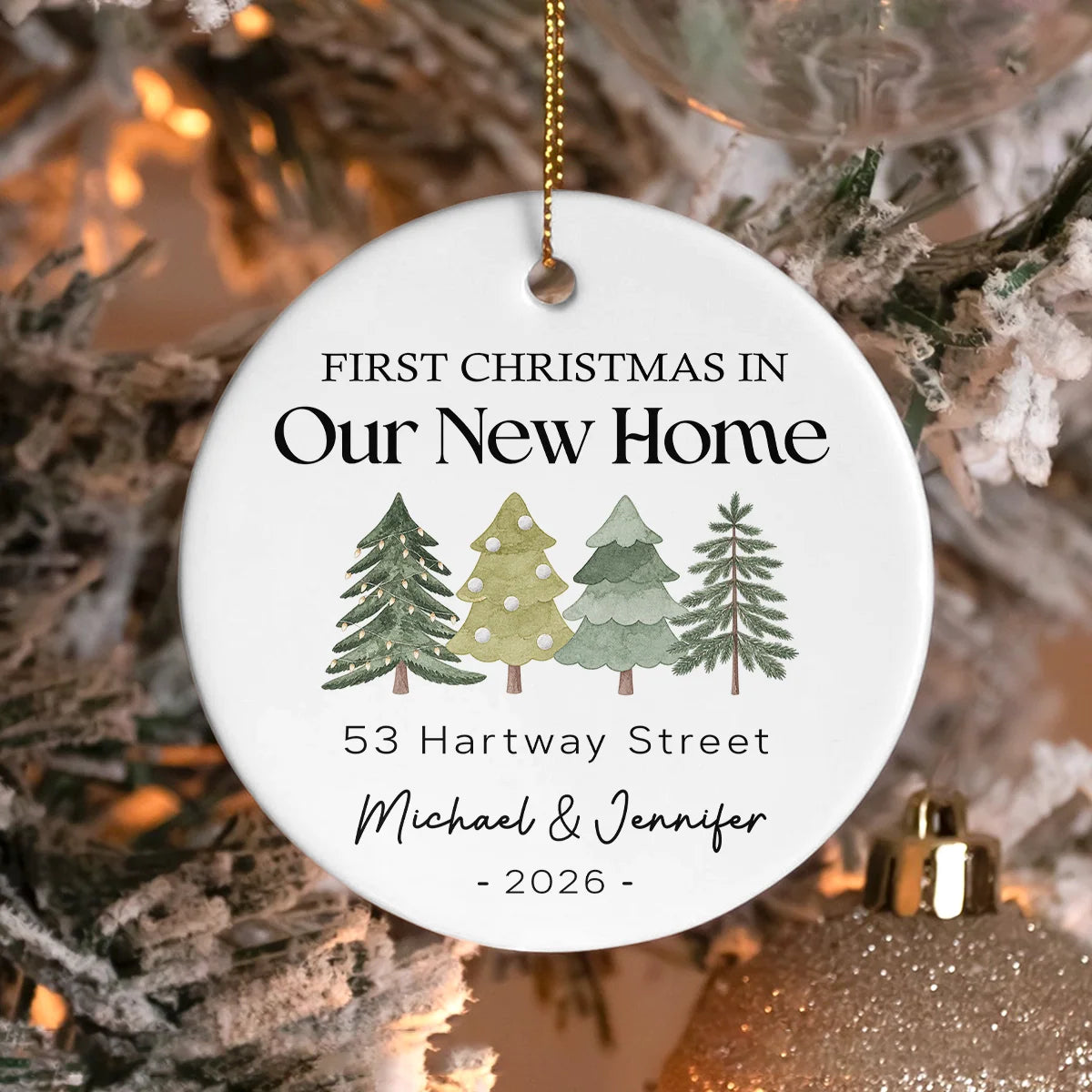 Personalized Our First Christmas in Our New Home Ornament - Custom Ceramic Couples Keepsake Gift for New Homeowners