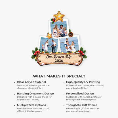 "Making Memories Together" Personalized Family Photo Christmas Tree Acrylic Ornament - Keepsake Gift for Family