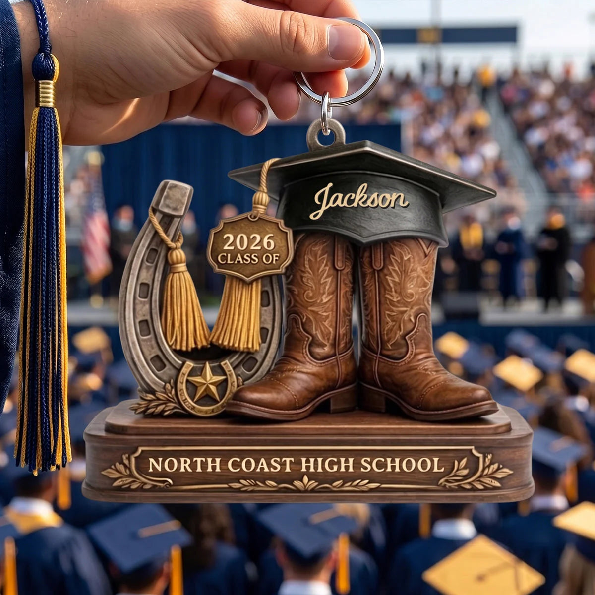 Acrylic Ornament material and size view - Custom Graduation Ornament 2026