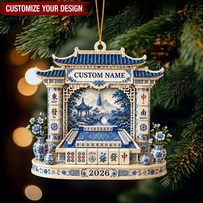 Personalized Mahjong Ornament 2026 - Custom Name Keepsake Christmas Gift for Friends