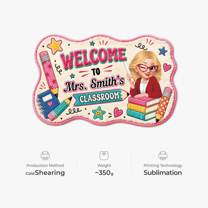 Doormat material and size view - Custom Teacher Classroom Doormat