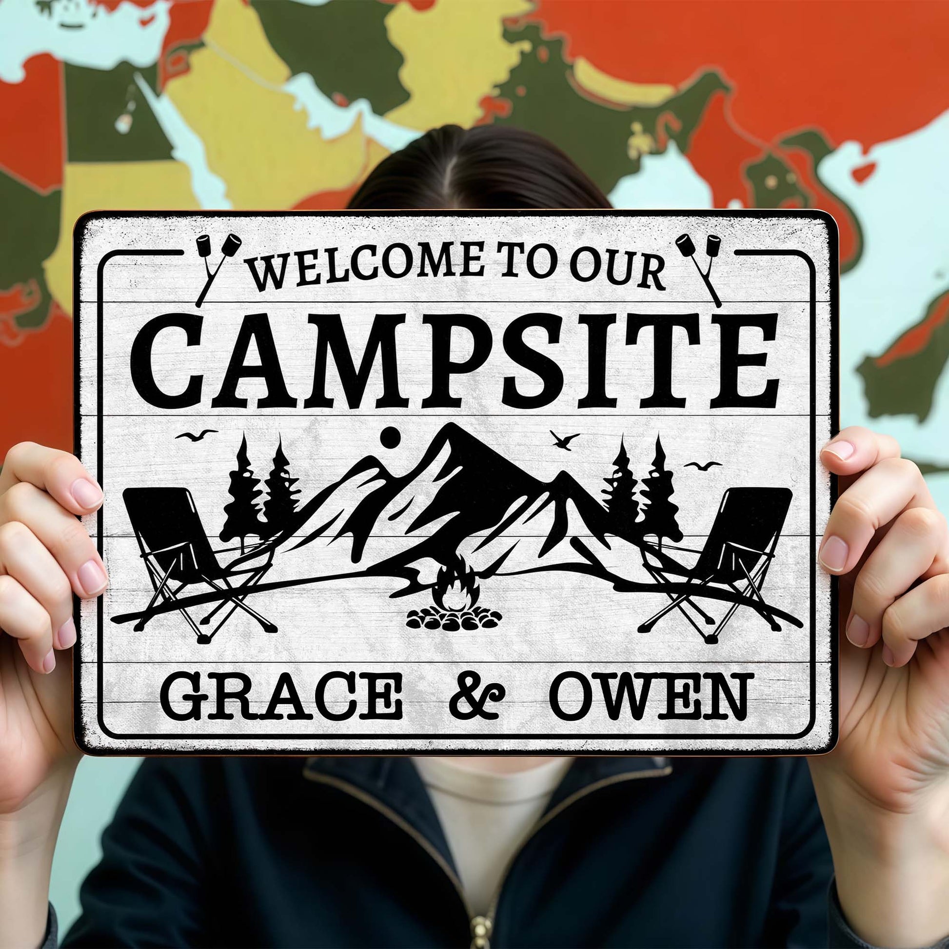 Custom Campsite Metal Sign for Couples with personalized design details for meaningful gifting image 6