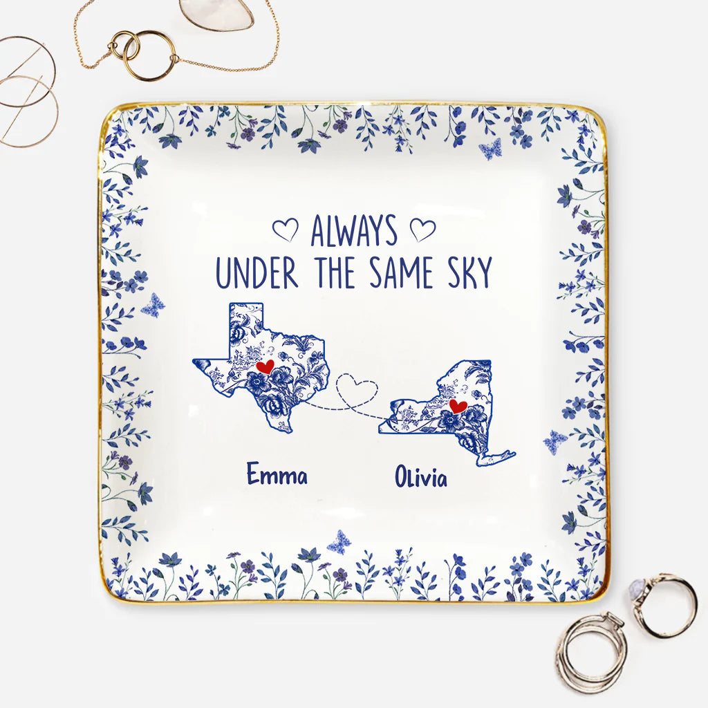 Long Distance Friendship Jewelry Dish for Best Friends with personalized design details for meaningful gifting