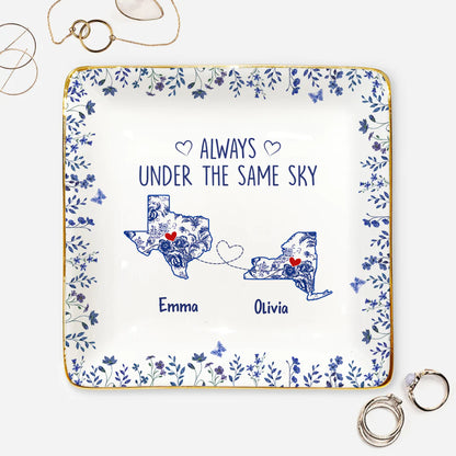 Long Distance Friendship Jewelry Dish for Best Friends with personalized design details for meaningful gifting