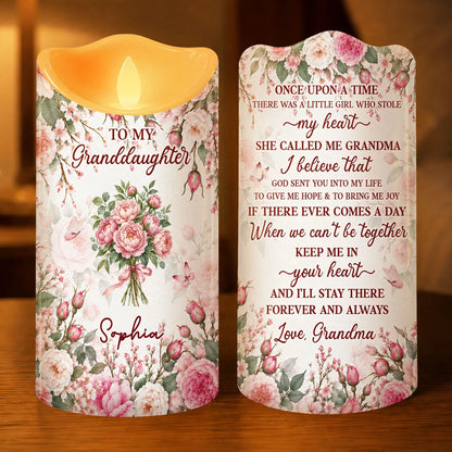 Keep Me In Your Heart Personalized Birth Flower LED Candle - Keepsake Gift for Daughter
