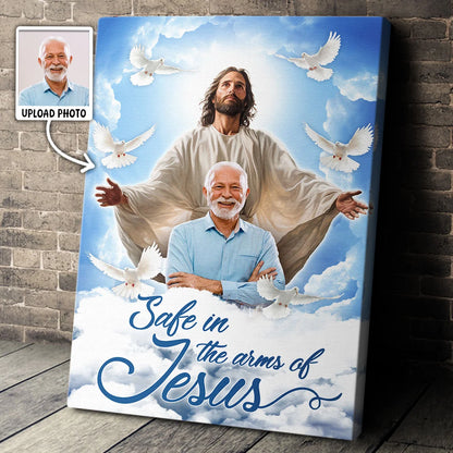 Safe In The Arms Of Jesus - Personalized Photo Memorial Canvas / Poster Art for Grieving Family