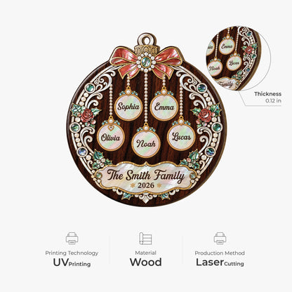 Personalized Family Christmas Wooden Ornament - Custom Baubles Keepsake Gift