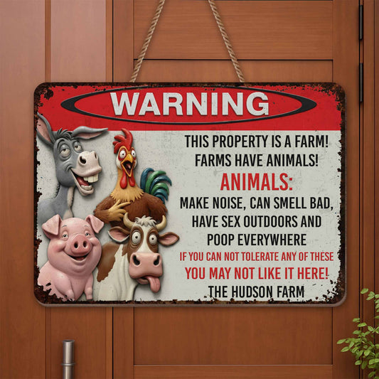 Personalized funny farm wood sign with custom message print - unique farmhouse wall decor gift for farmers