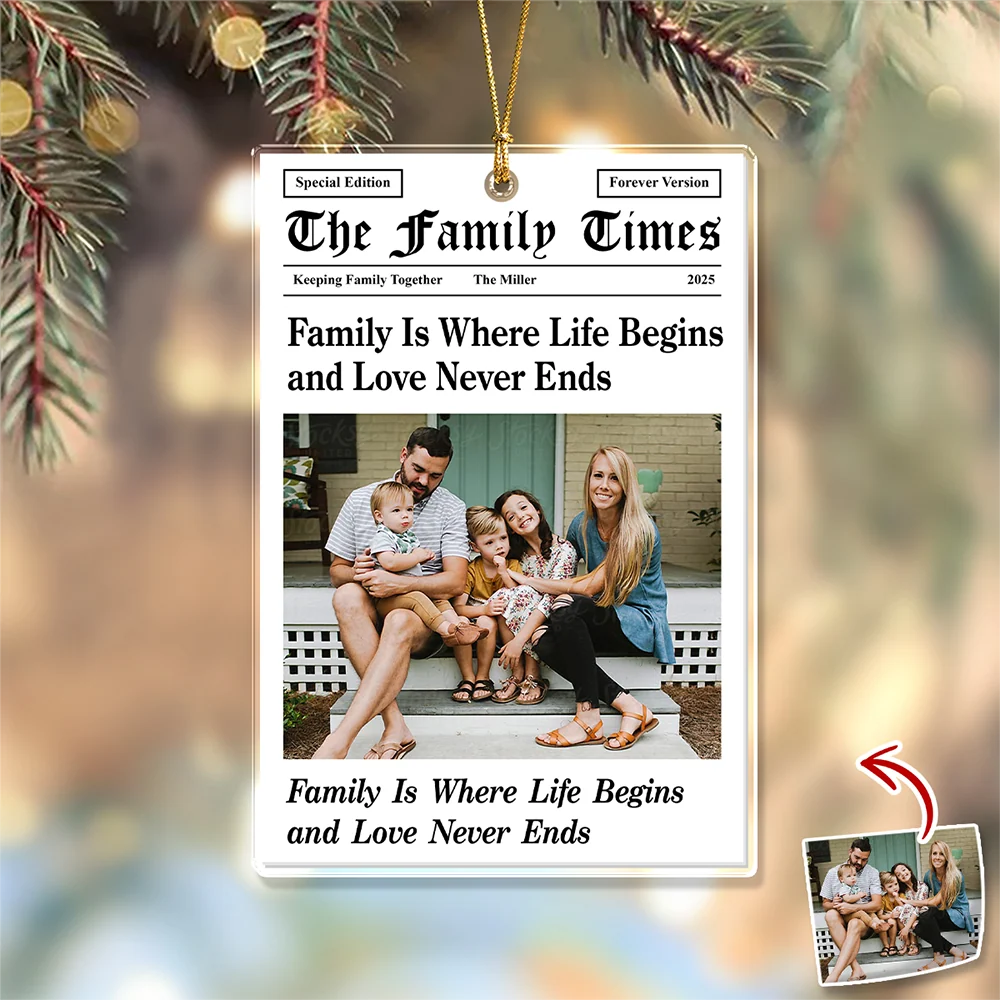 The Family Times Custom Photo Acrylic Ornament - Personalized Keepsake Christmas Gift for Family