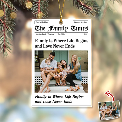 The Family Times Custom Photo Acrylic Ornament - Personalized Keepsake Christmas Gift for Family