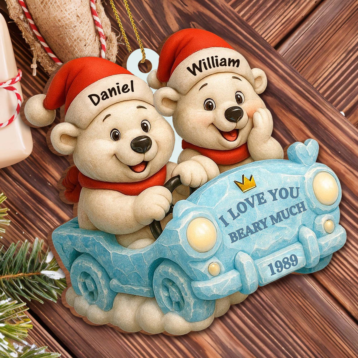 I Love You Beary Much With Teddy Bears in Santa Hats