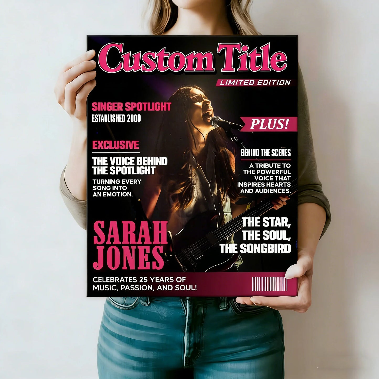Canvas / Poster material and size view - Personalized Singer Magazine Cover Poster
