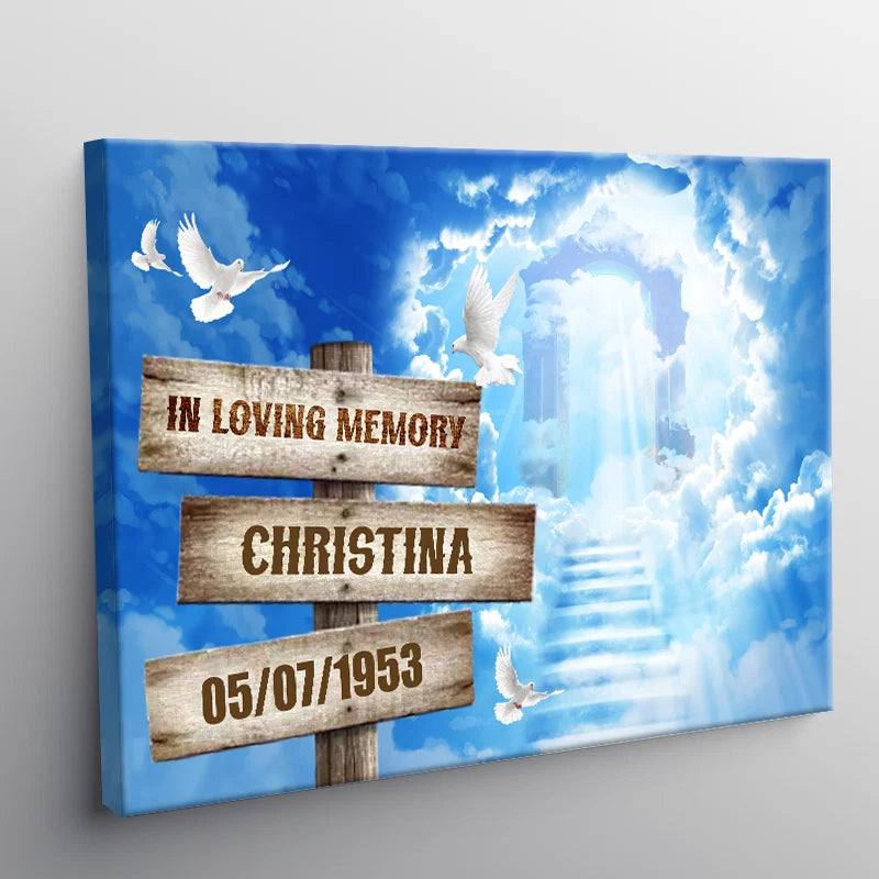 In Loving Memory Personalized Memorial Canvas / Poster - Custom Name & Date Heavenly Wall Art for Family