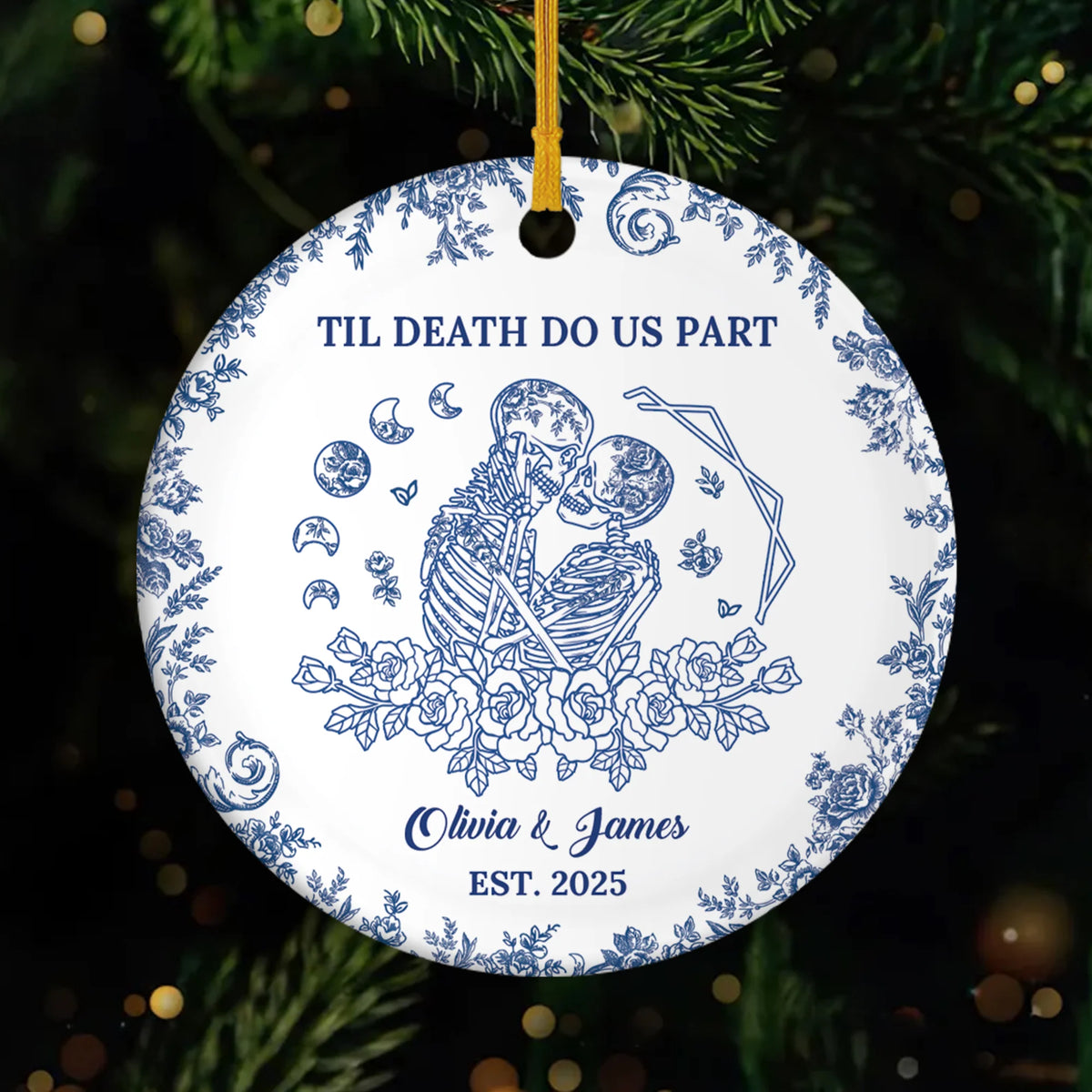 "Til Death Do Us Part" Personalized Ceramic Ornament - Christmas Keepsake for Couples