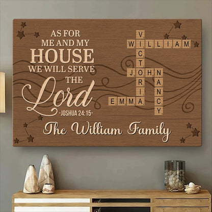 As For Me And My House We Will Serve The Lord - Personalized Crossword Canvas / Poster Housewarming Gift for Family